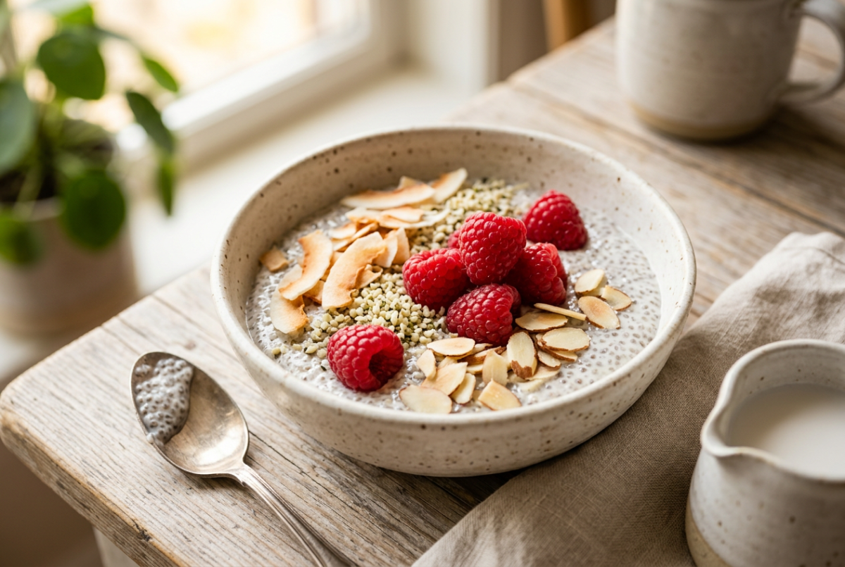 Vegan keto chia breakfast bowl